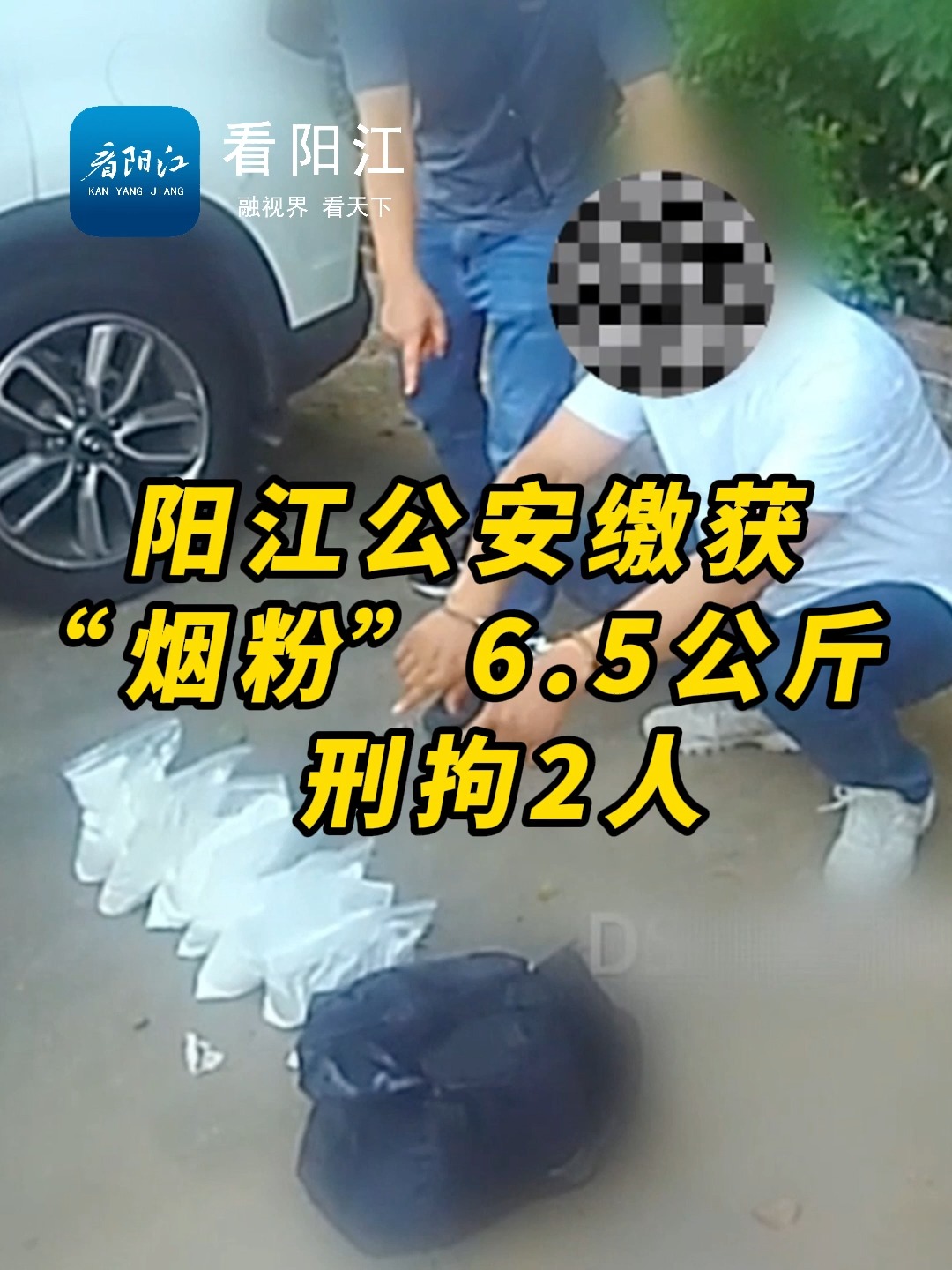 抓捕现场!阳江公安缴获“烟粉”6.5公斤 刑拘2人