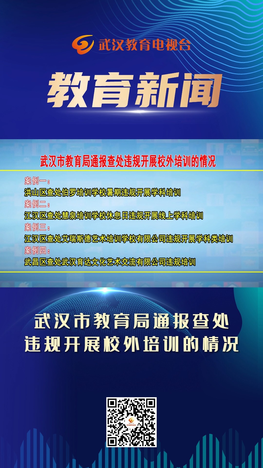 武汉市教育局通报查处违规开展校外培训的情况