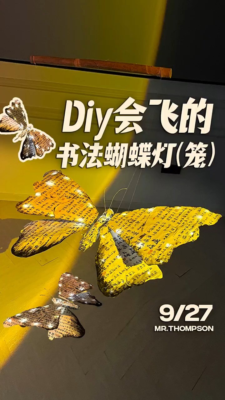 会飞的书法蝴蝶灯笼!还有比这更好看的么? #手工DIY #蝴蝶 #灯笼 #神评即是标题 #百万视友赐神评 