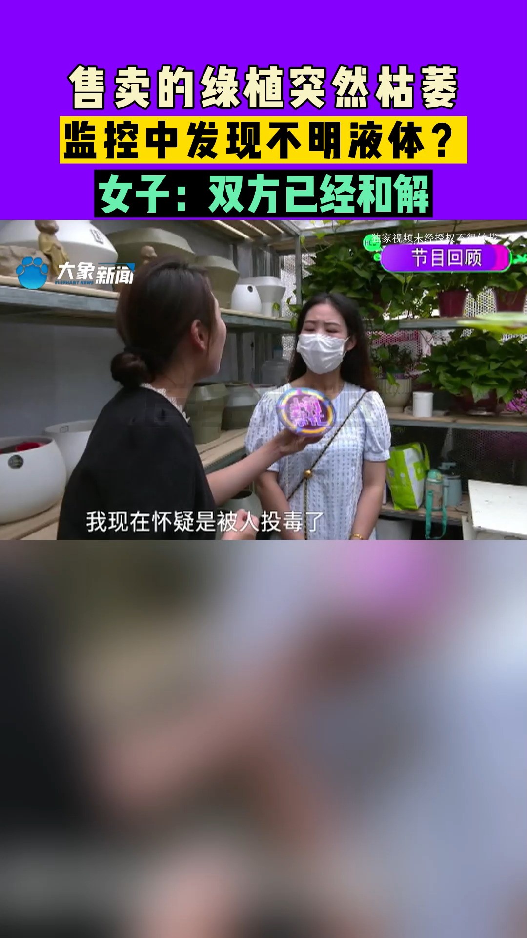 河南洛阳:售卖的绿植突然枯萎,监控中发现不明液体?女子:双方已经和解