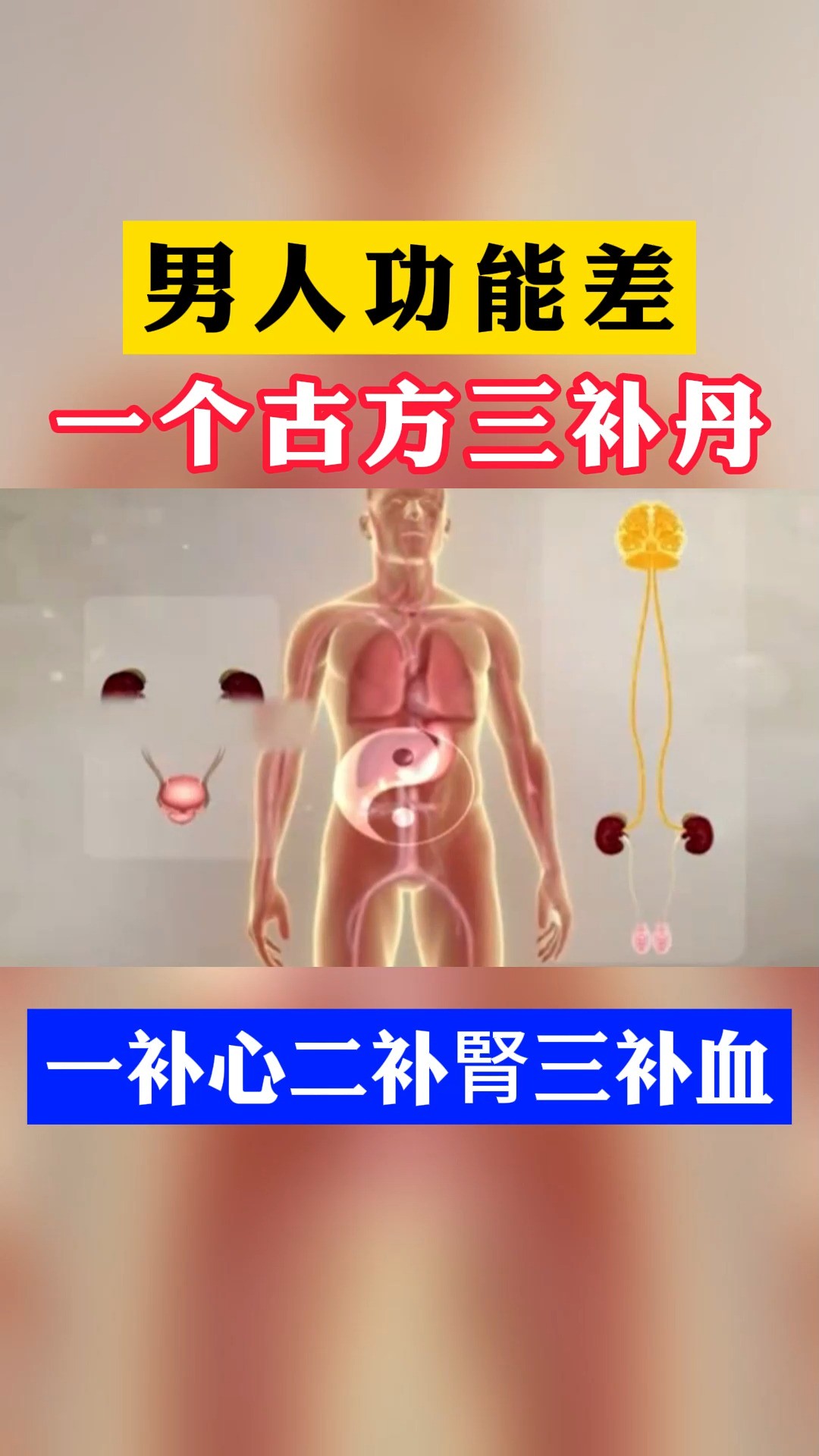 男性功能差?一个古方三补丹,一补心 二补肾 三补血#男性健康 