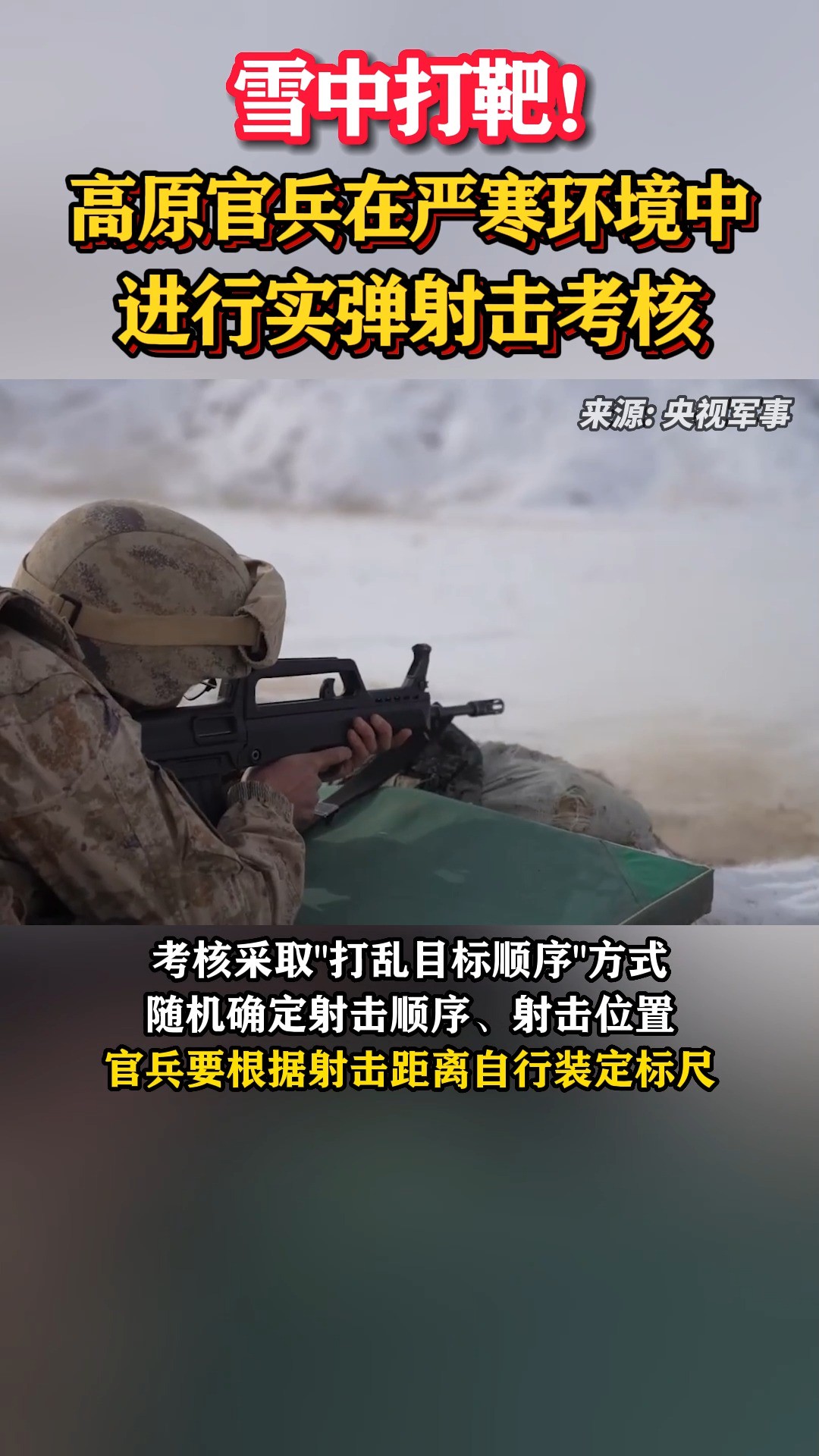 雪中打靶!高原官兵在严寒环境中进行实弹射击考核 