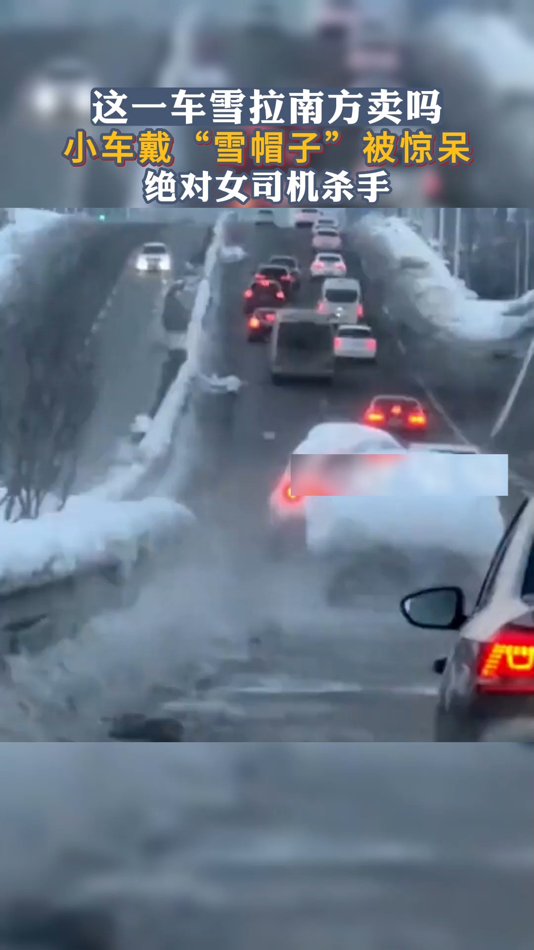 这一车雪拉南方卖吗?小车戴“雪帽子”被惊呆,绝对女司机杀手