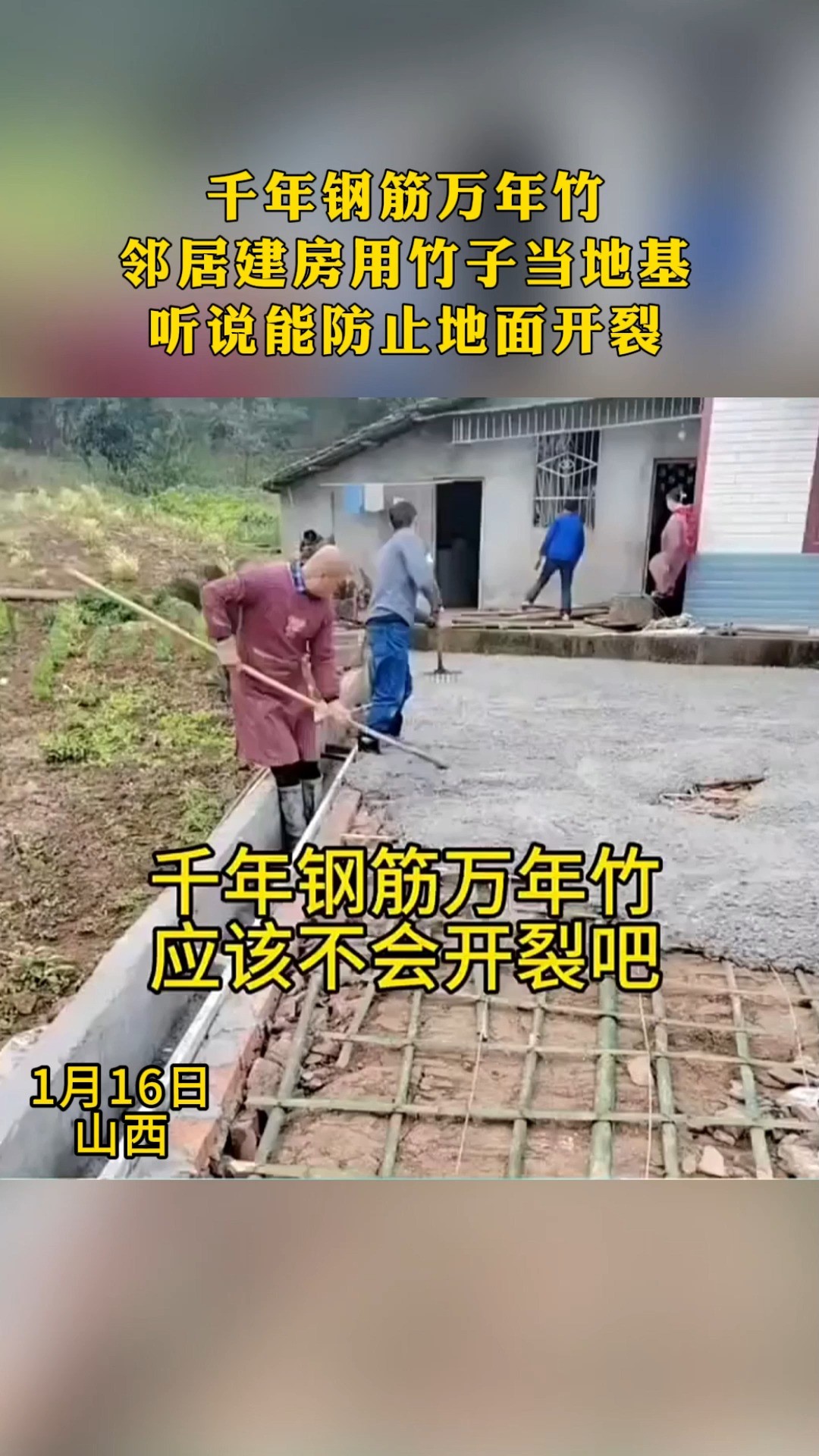 千年钢筋万年竹,邻居建房用竹子当地基,听说能防止地面开裂