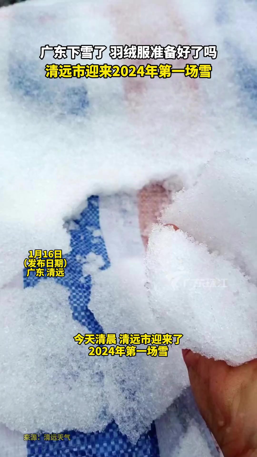 广东下雪了!羽绒服准备好了吗?广东清远迎来2024年第一场雪