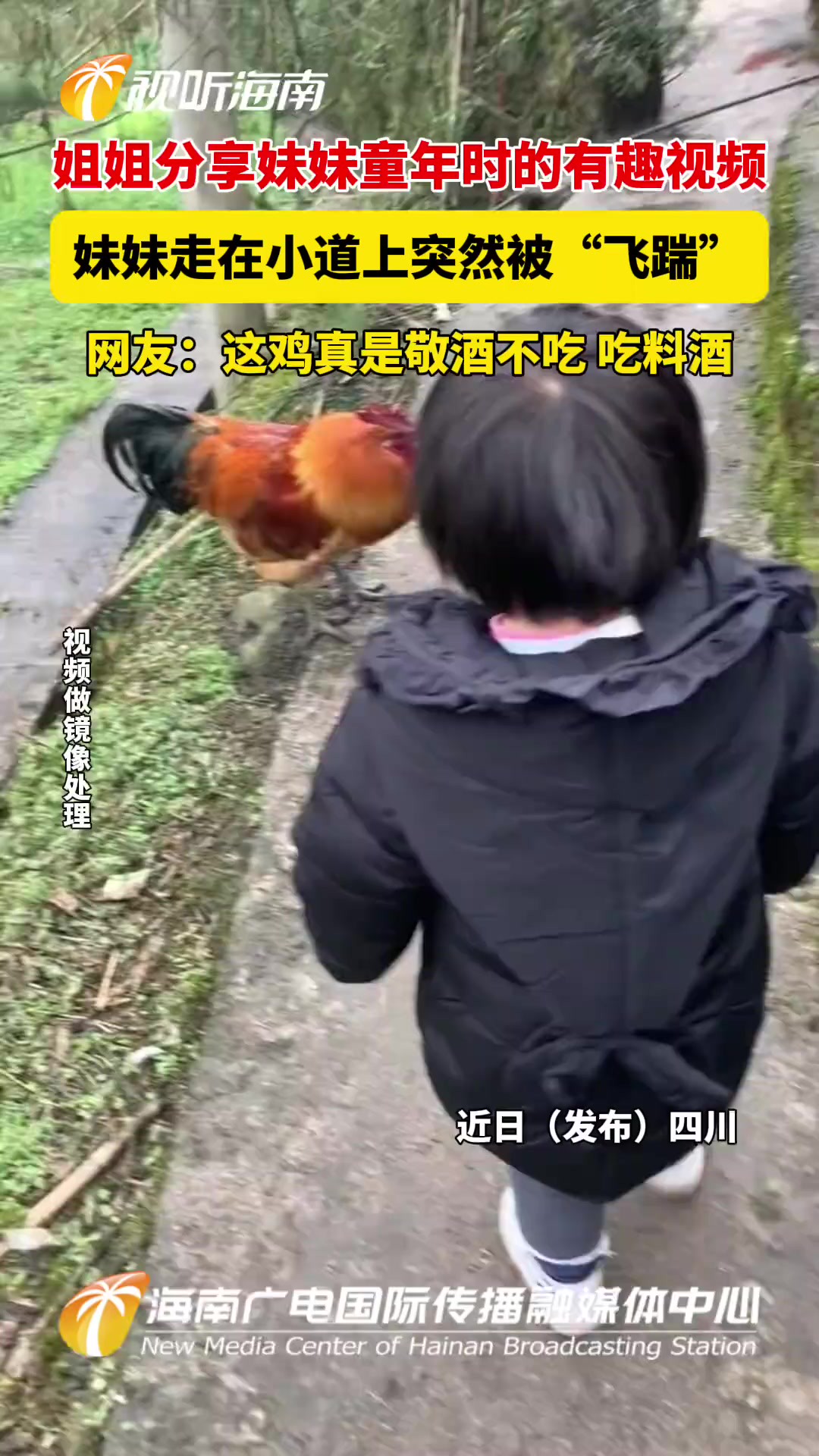 妹妹走在小道上突然被“飞踹”