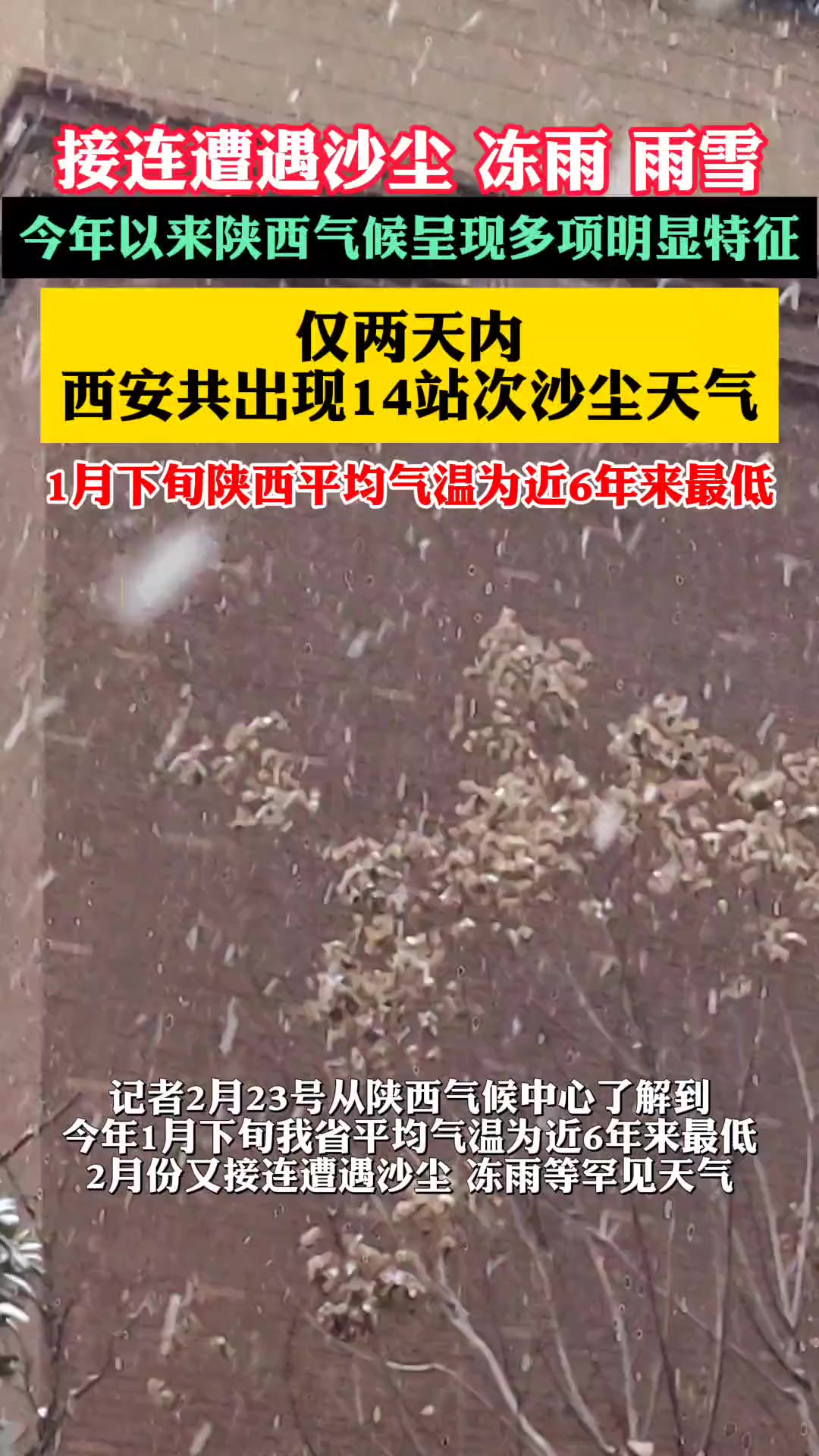 接连遭遇沙尘 冻雨 雨雪…今年以来 陕西气候呈现多项明显特征.(记者:牛冬冬 沙楠)