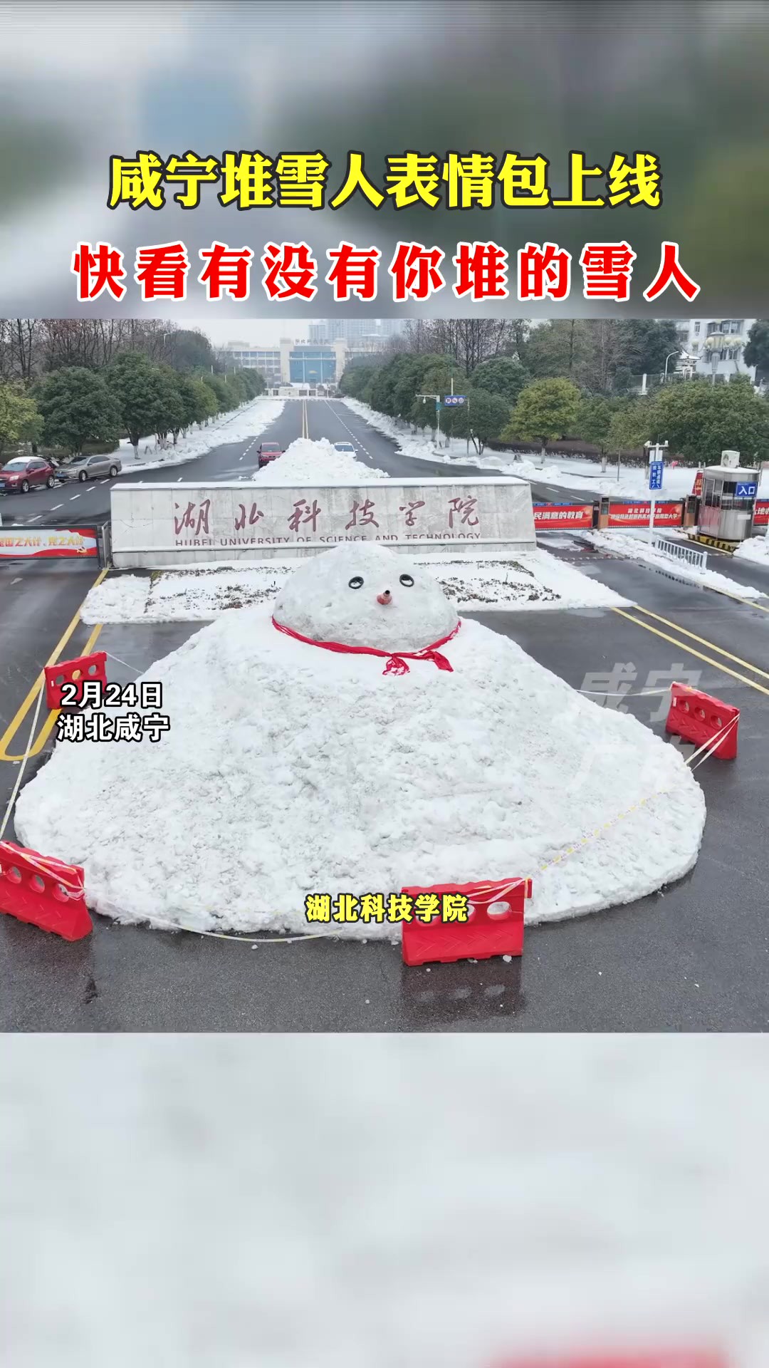 太可爱啦!咸宁市民堆雪人表情包上线