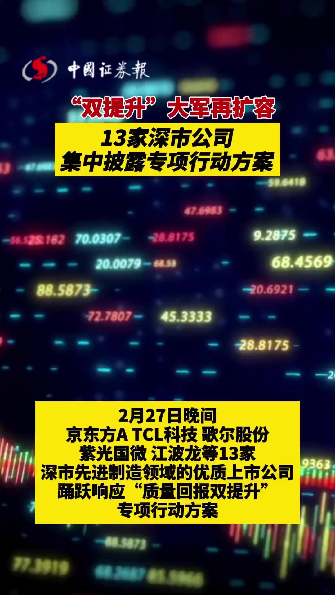 “双提升”大军再扩容!13家深市公司集中披露专项行动方案