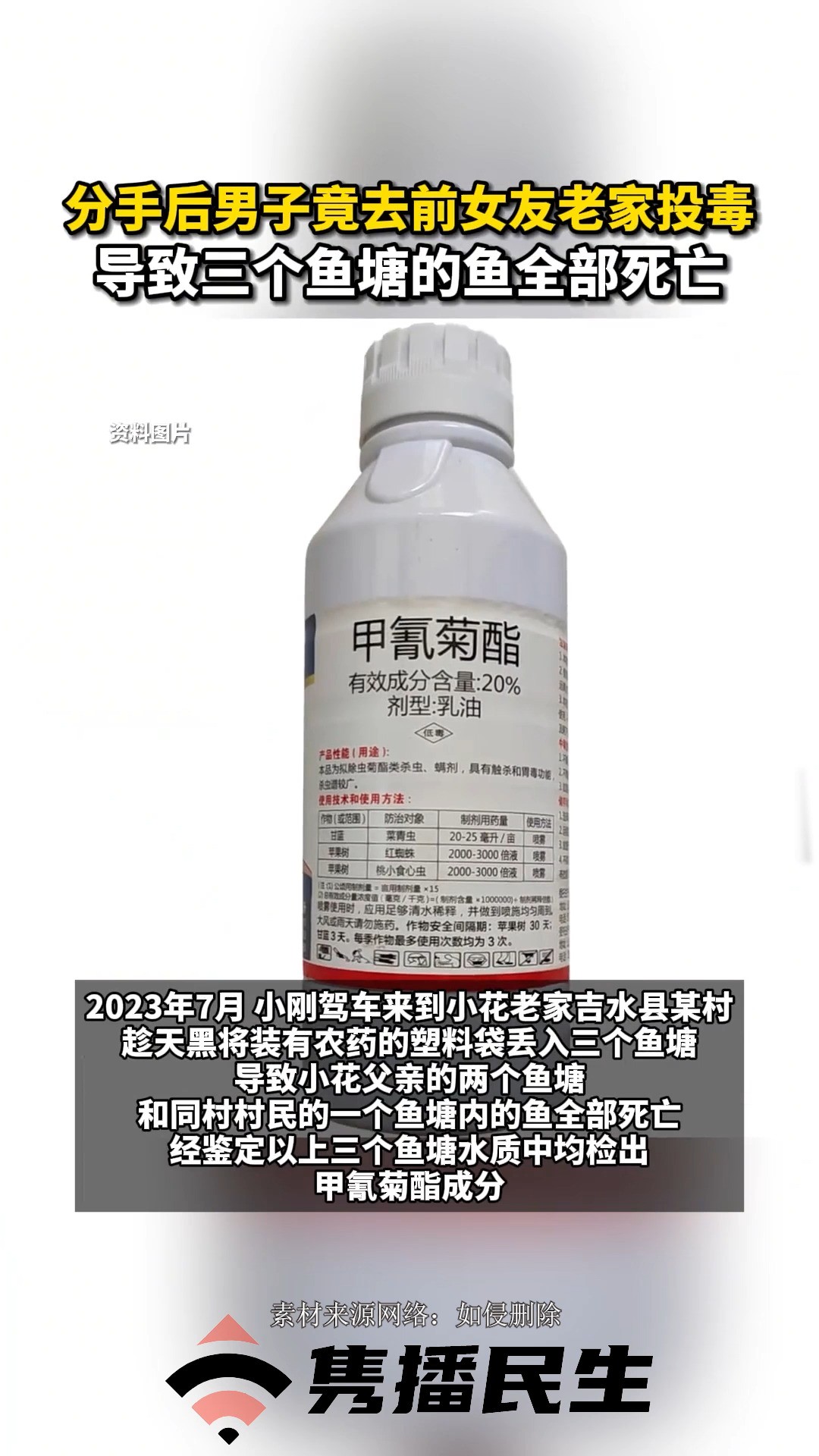 吉水县人民法院经审理认为,被告人小刚为泄愤报复,将农药投放到他人养殖的鱼塘破坏生产经营,造成他人较大经济损失其行为构成破坏生产经营罪