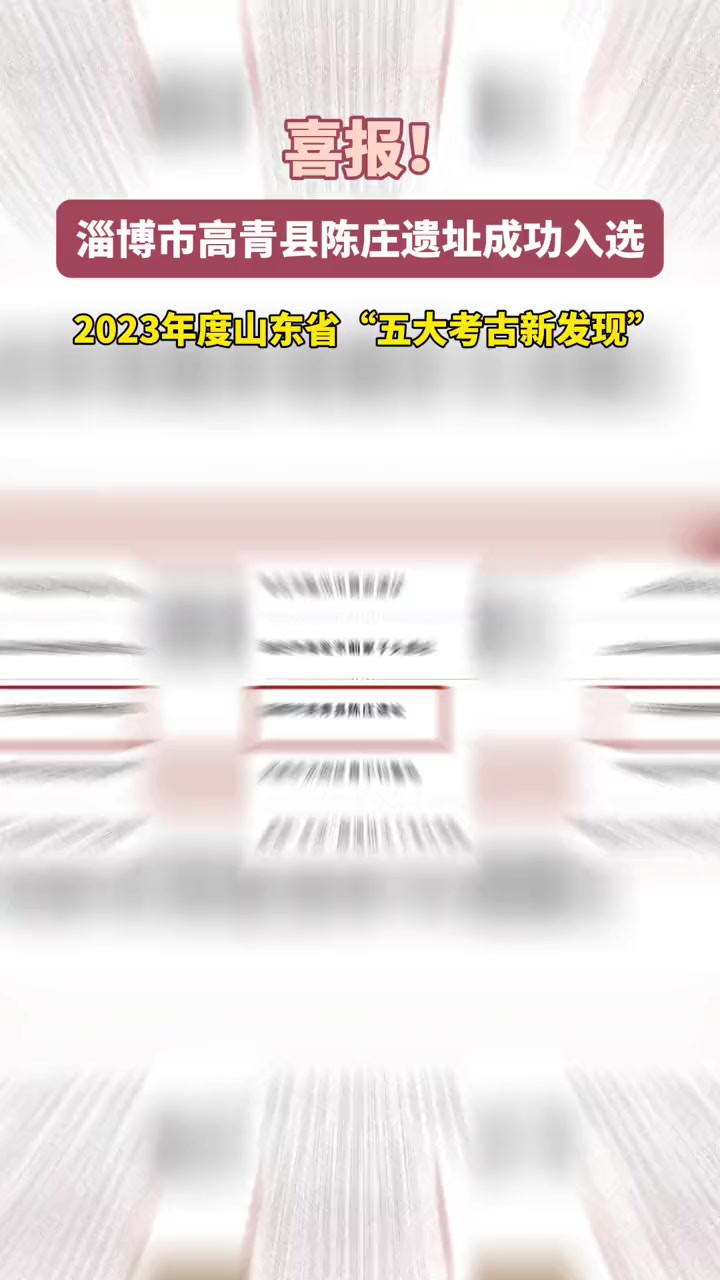 淄博市高青县陈庄遗址成功入选2023年度山东省“五大考古新发现”