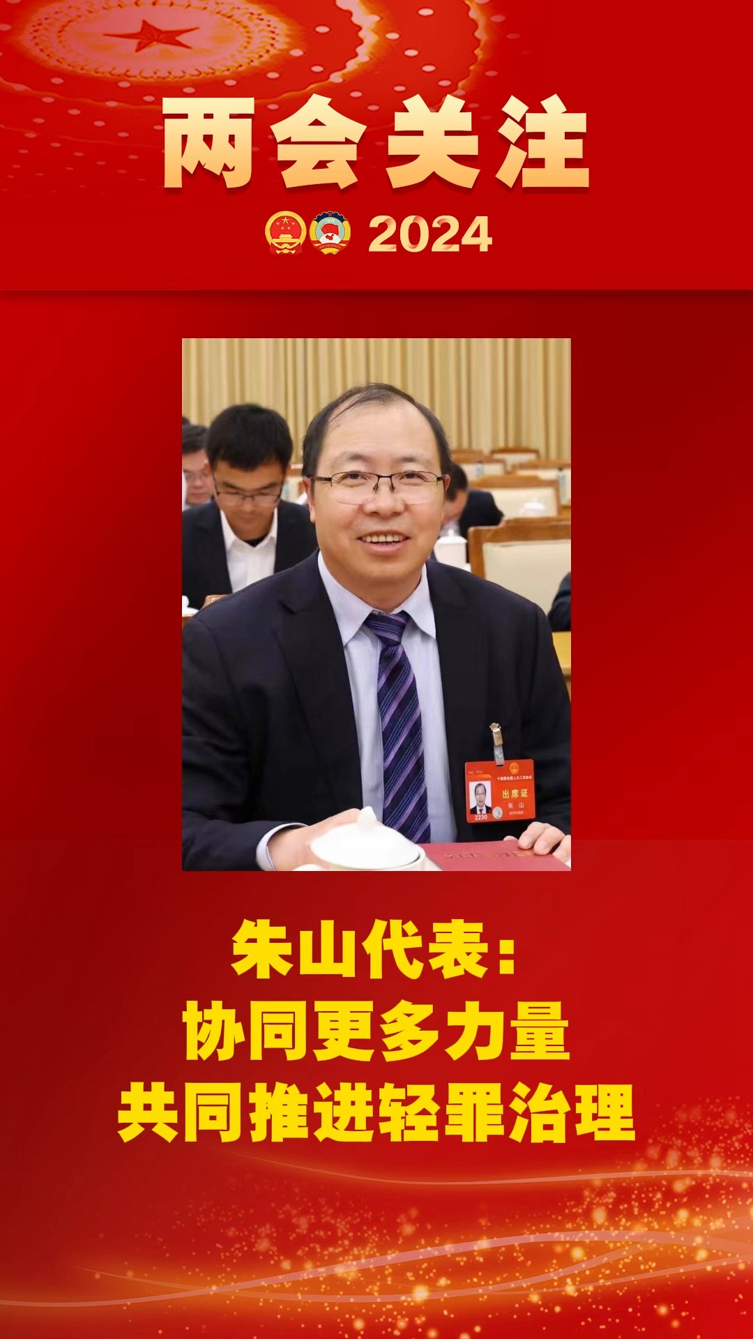 朱山代表:协同更多力量共同推进轻罪治理#2024全国两会 #两会看检察