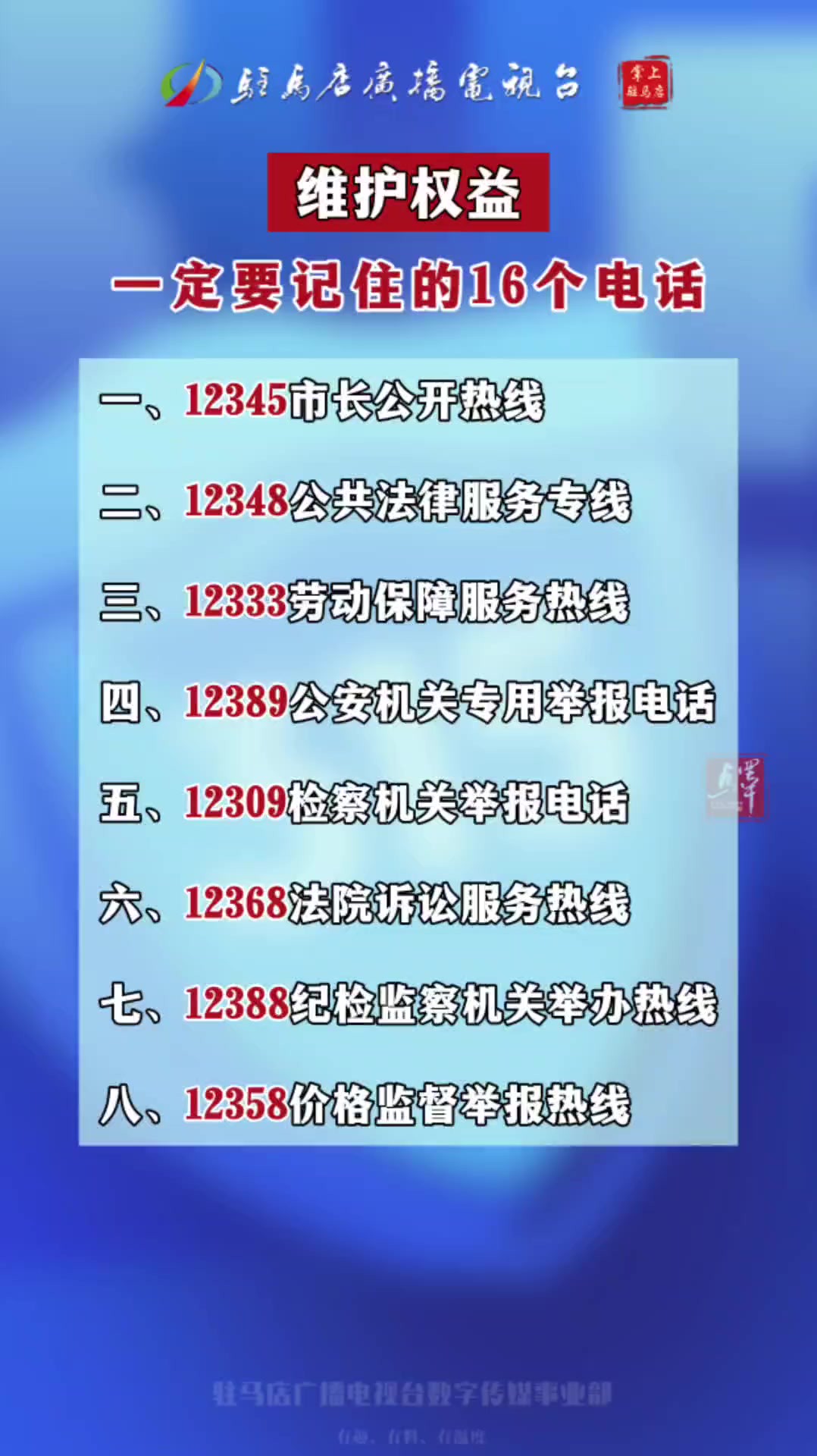 维护权益时一定要记住的16个电话