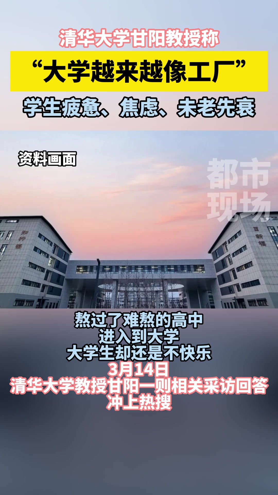 为什么大学生不快乐?清华大学甘阳教授谈大学现状,大学现在像工厂