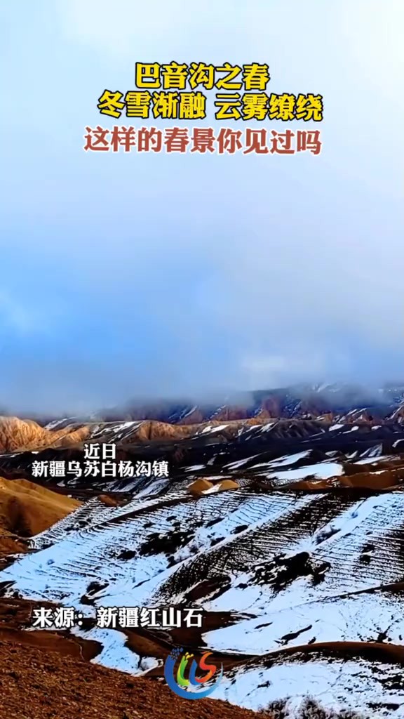 巴音沟之春,冬雪渐融 云雾缭绕,这样的春景你见过吗