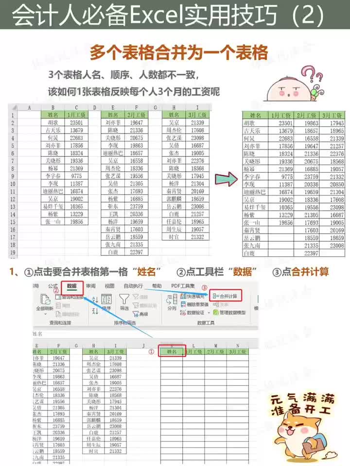 合并计算:将多个Excel表格合并为一个表格