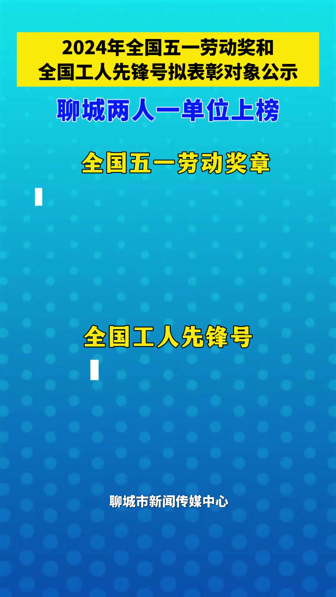 2024年全国五一劳动奖和全国工人先锋号拟表彰对象公示 聊城两人一单位上榜 (编辑:仲雪 审核:李彬)