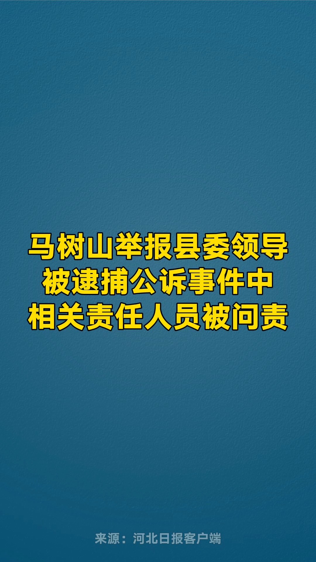 马树山举报县委领导被逮捕公诉事件中相关责任人员被问责