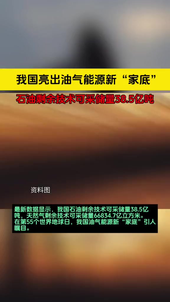 我国亮出油气能源新“家底”:石油剩余技术可采储量38.5亿吨