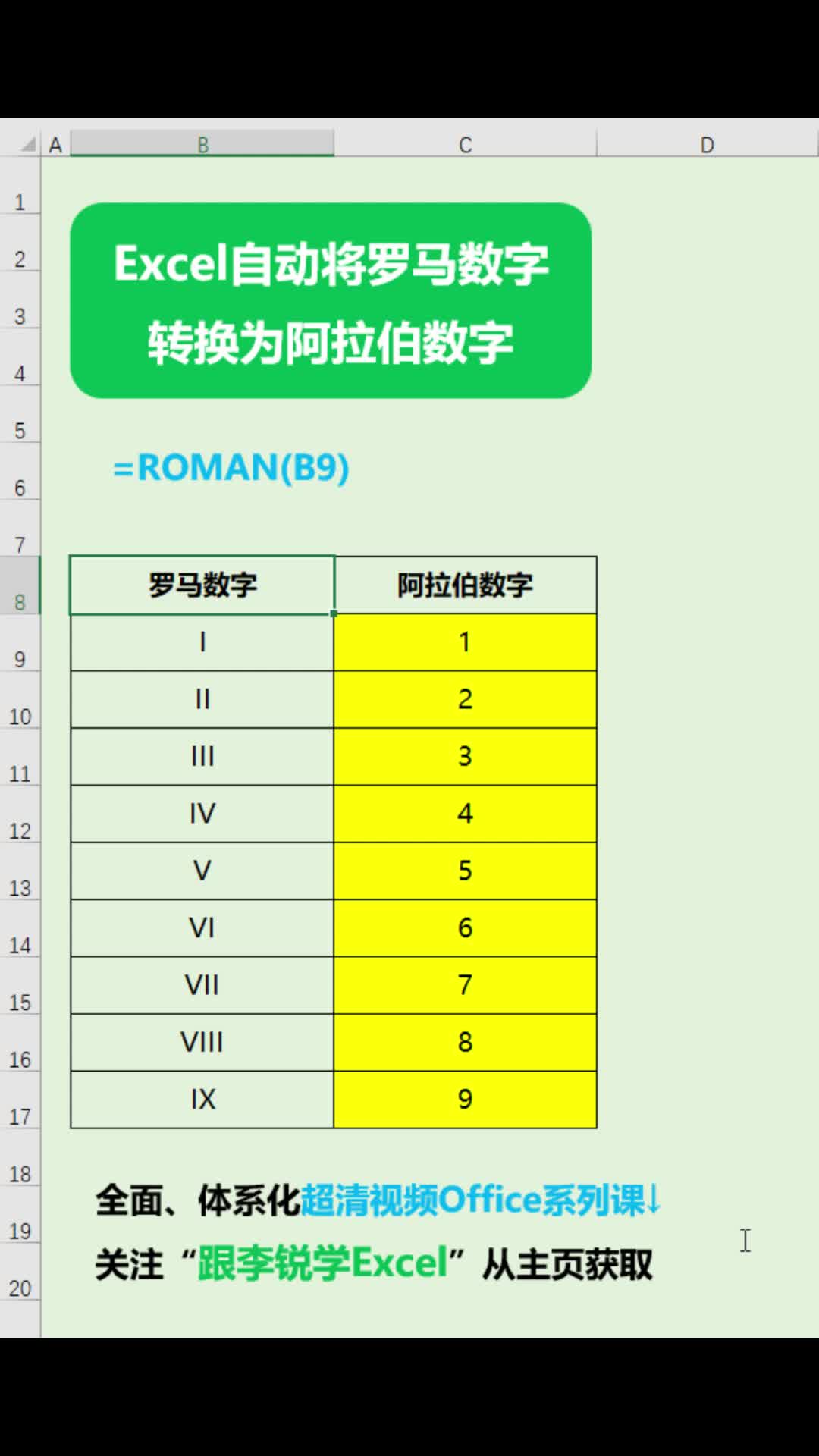 Excel自动将罗马数字转换为阿拉伯数字#office #职场办公 #Excel #数据分析 #Excel函数 