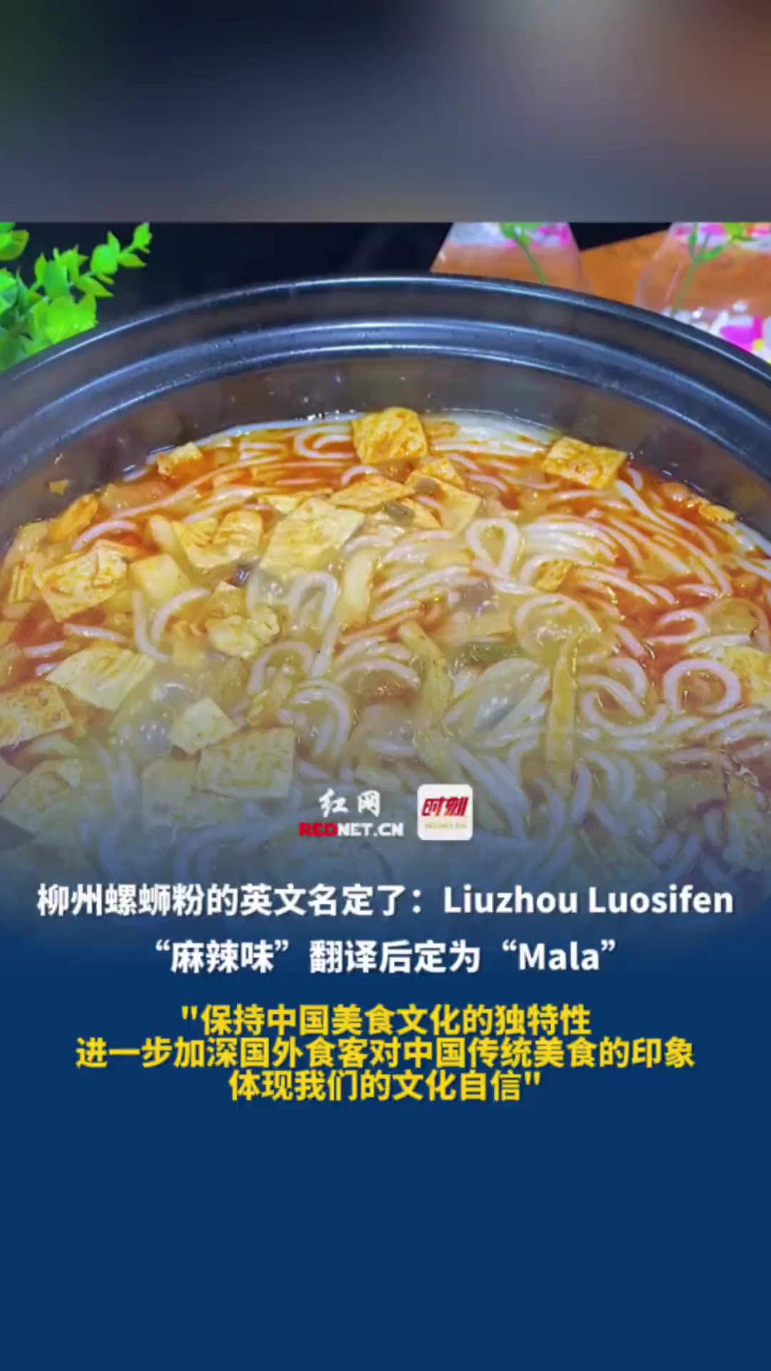 5月9日,据柳州晚报报道,螺蛳粉有官方英文名了,被正式命名为“Liuzhou Luosifen”,“麻辣味”定为“Mala”:保持中国美食文化的独特性,体现我们的...