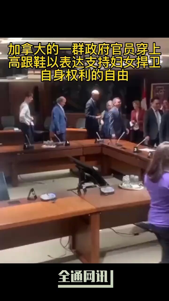 加拿大政府的一群高官统一穿上高跟鞋以表达支持妇女捍卫自身权利