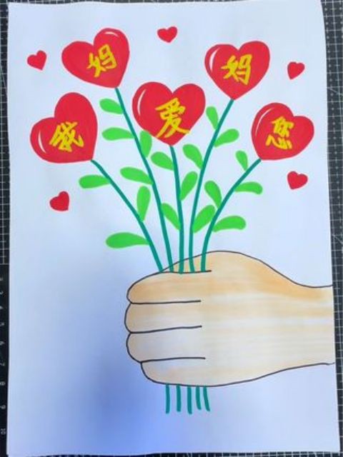 用拳头画母#亲节简笔画,简单又好看#母亲节