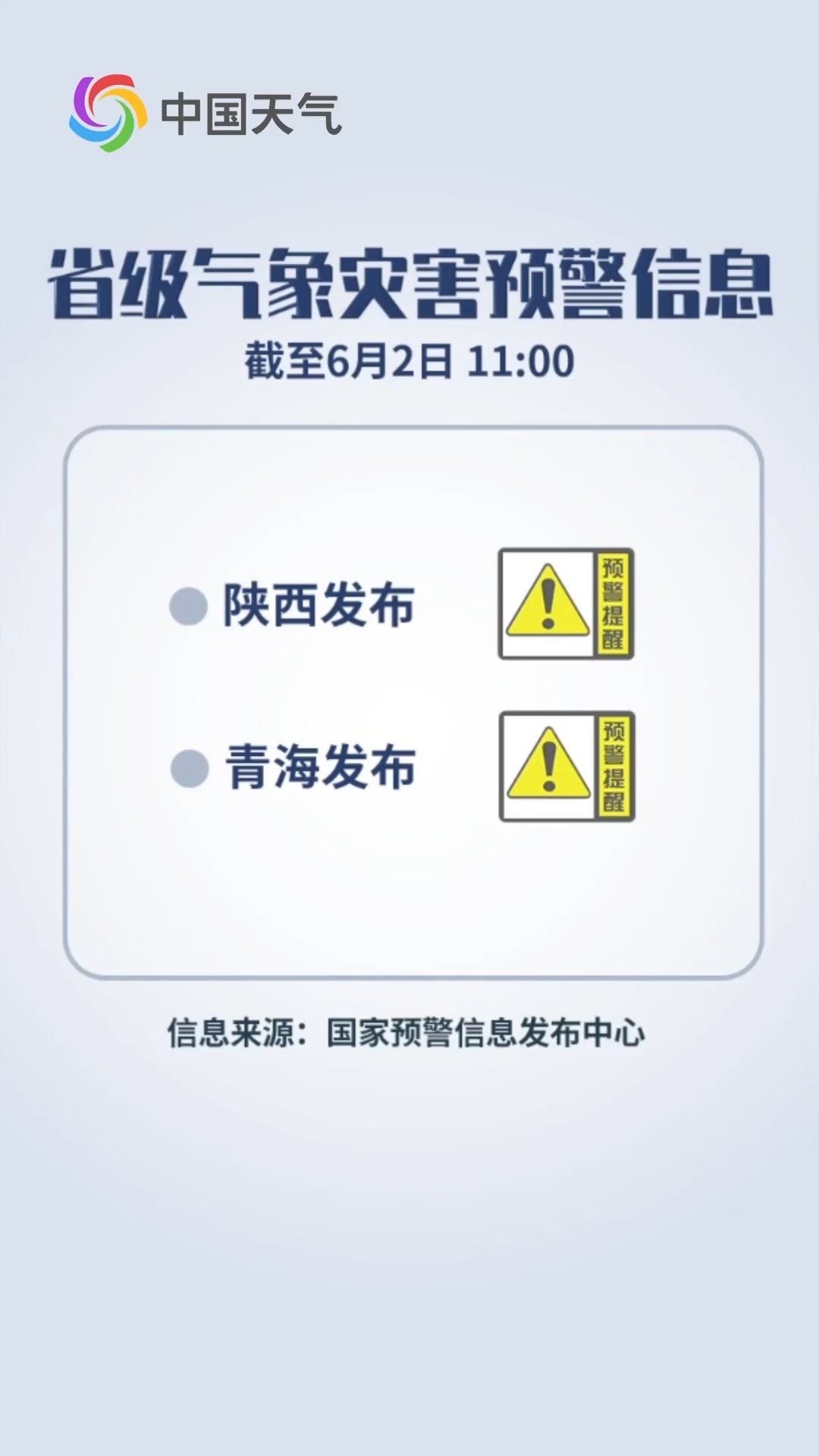 预警日报:陕西需防范地质灾害 青海警惕强对流天气 