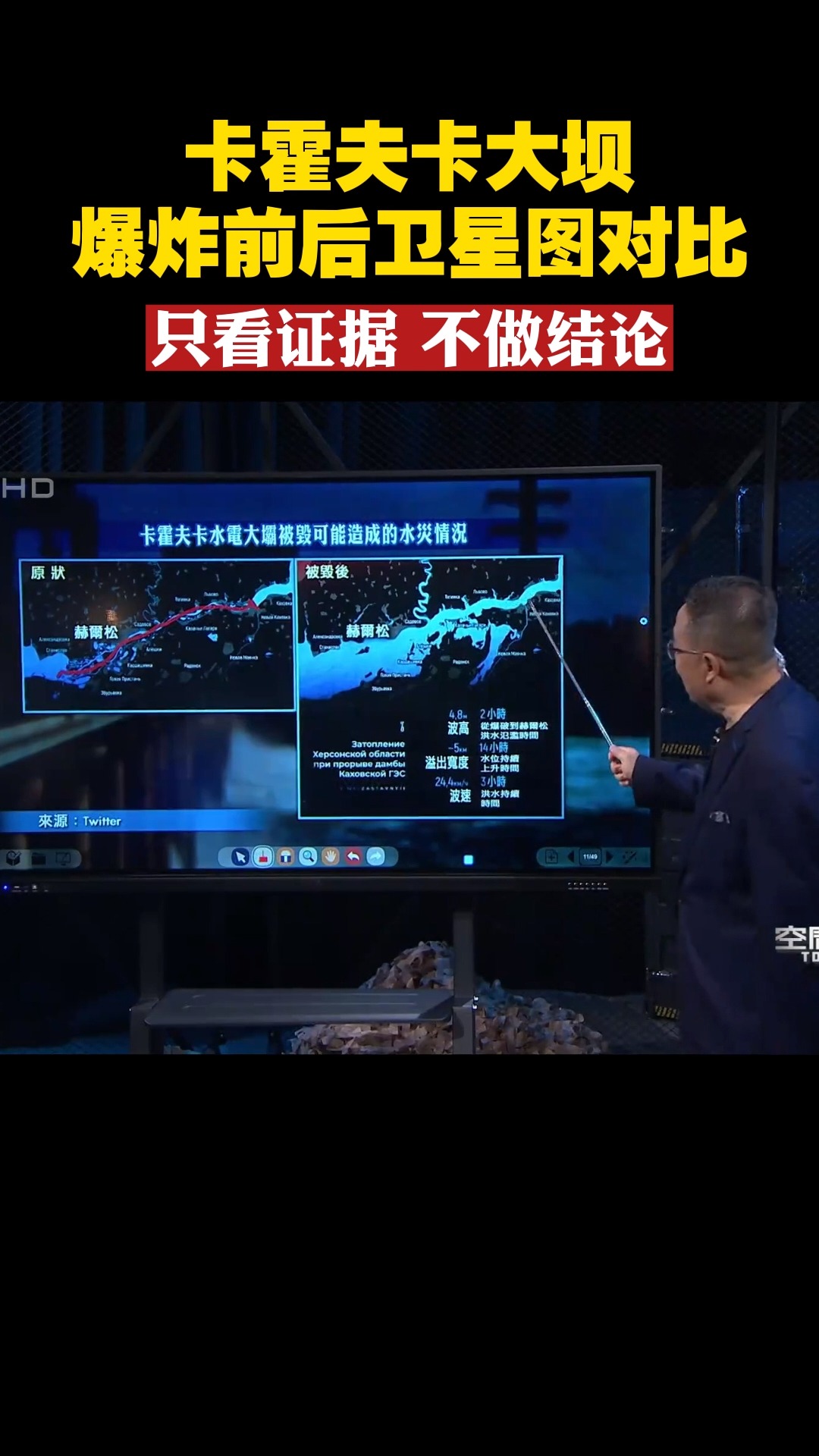 卡霍夫卡大坝爆炸前后卫星图对比 只看证据 不做结论 #空间观策