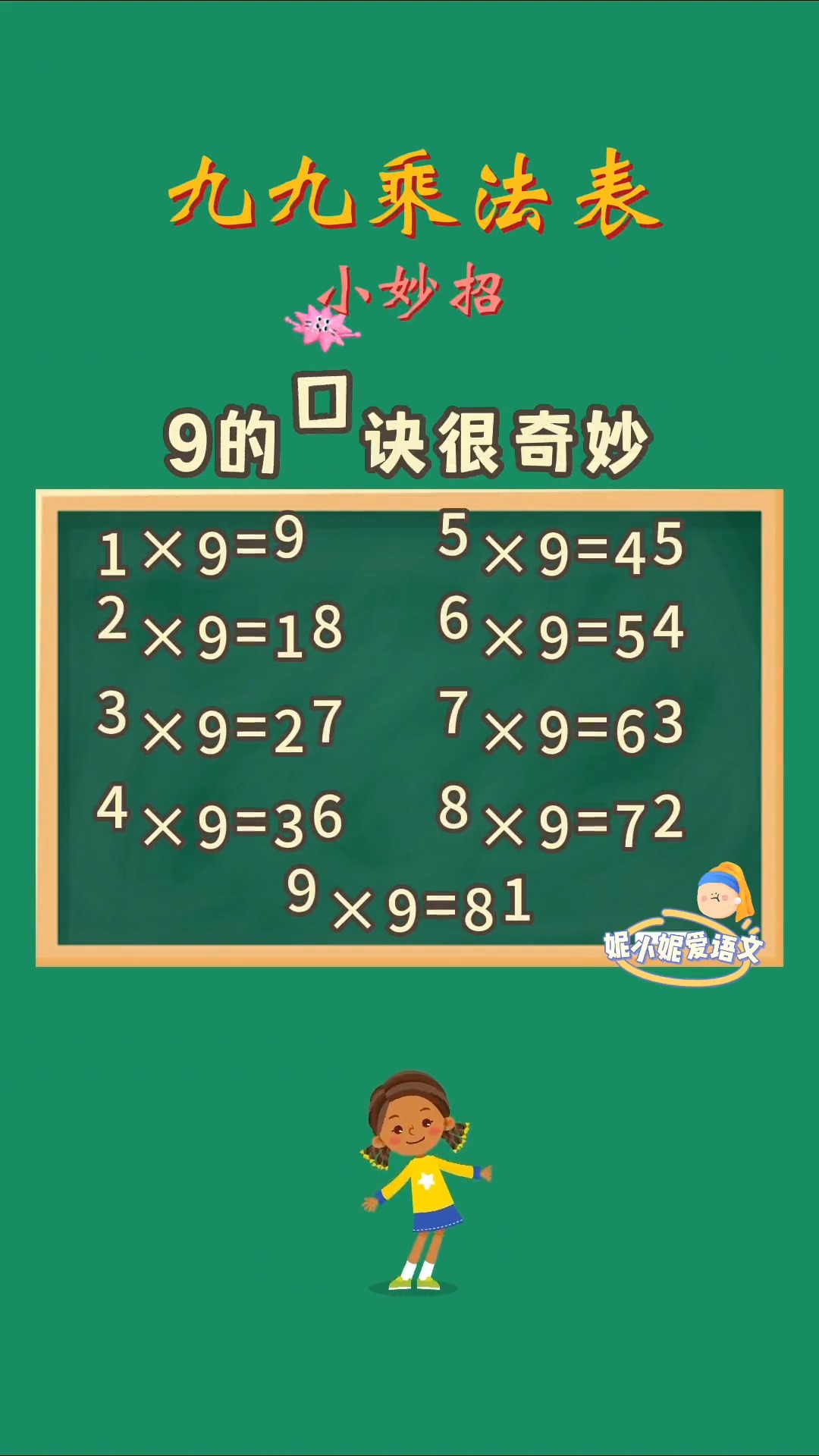 九九乘法表关于9的小妙招,你看懂了吗?#乘法口诀表#求一个神评加持