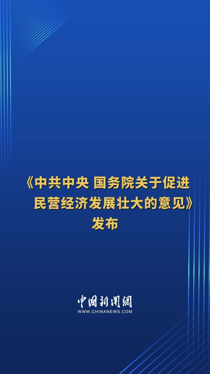 《中共中央 国务院关于促进民营经济发展壮大的意见》发布